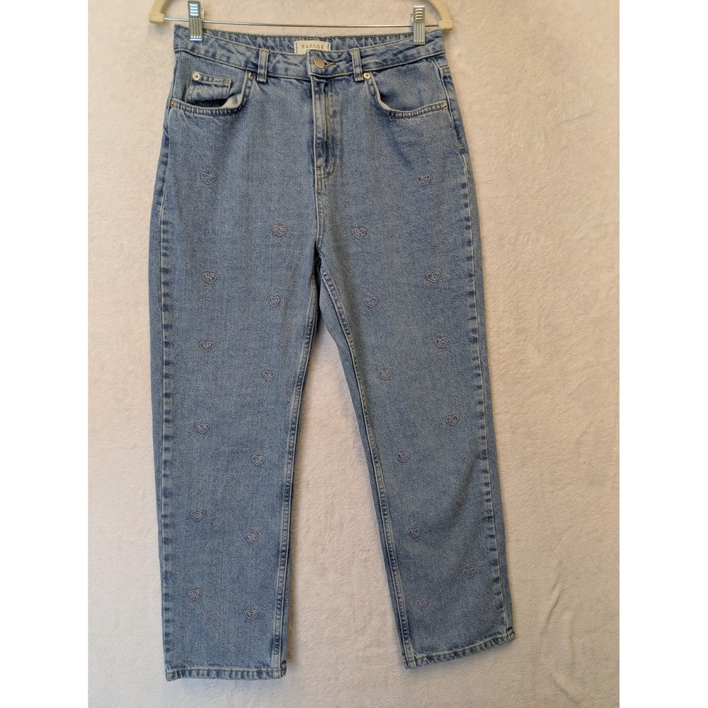 Harper Heritage Size 27 Francesca's Heart Embroidered Straight Leg Blue‎ Jeans